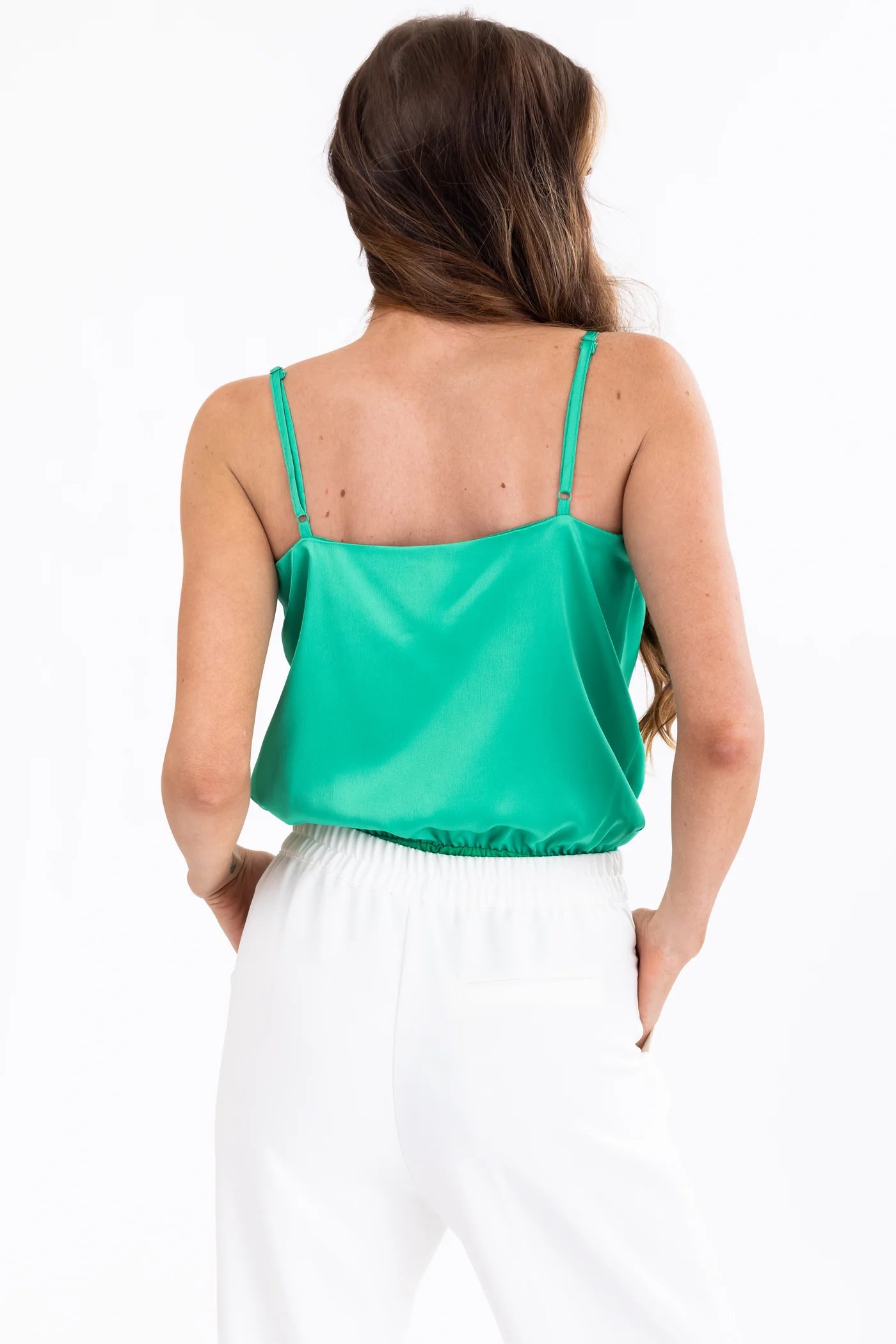 She+Sky Kelly Green Draped Neck Sleeveless Bodysuit (2)